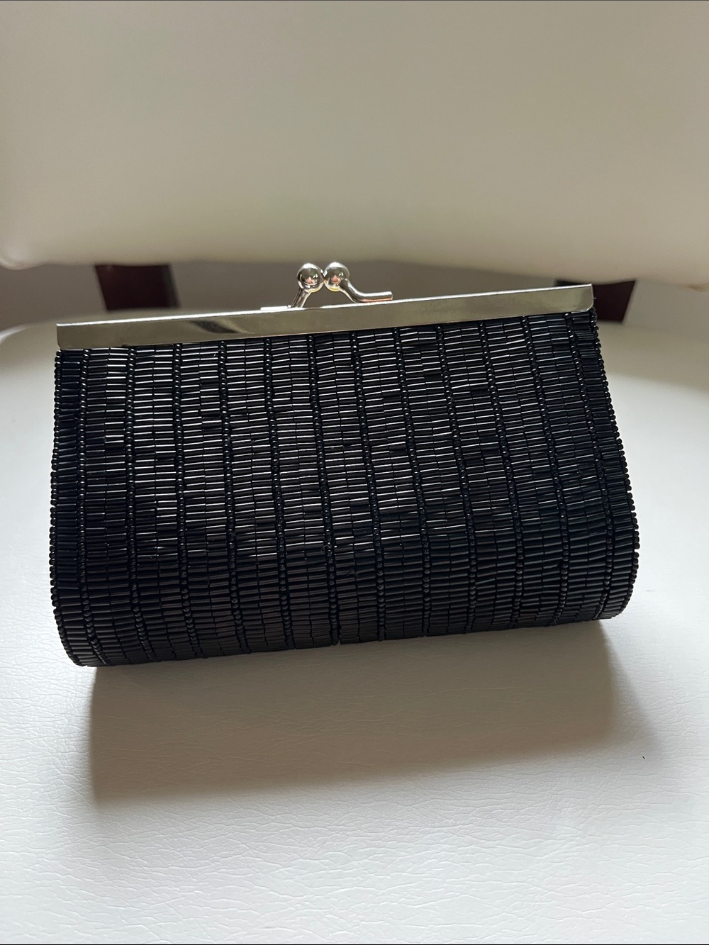 Black Beaded Bag with Chain